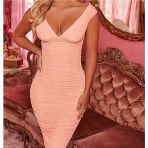 Oh Polly Peach Midi Dress